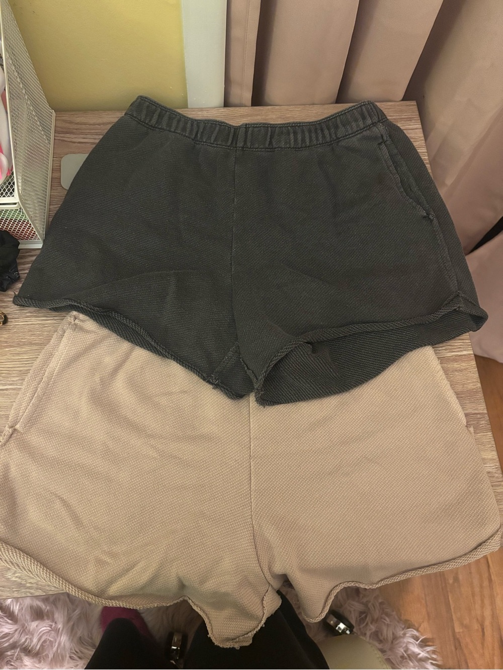 Aerie High Waisted Beach Party Shorts Medium BUNDLE Gray and Cream